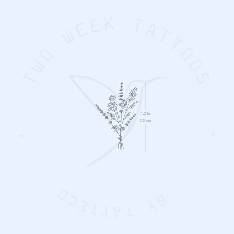 Kleiner Blumenstrauß Semi-Permanent Tattoo | 2Er Set von Etsy - twoweektattoos