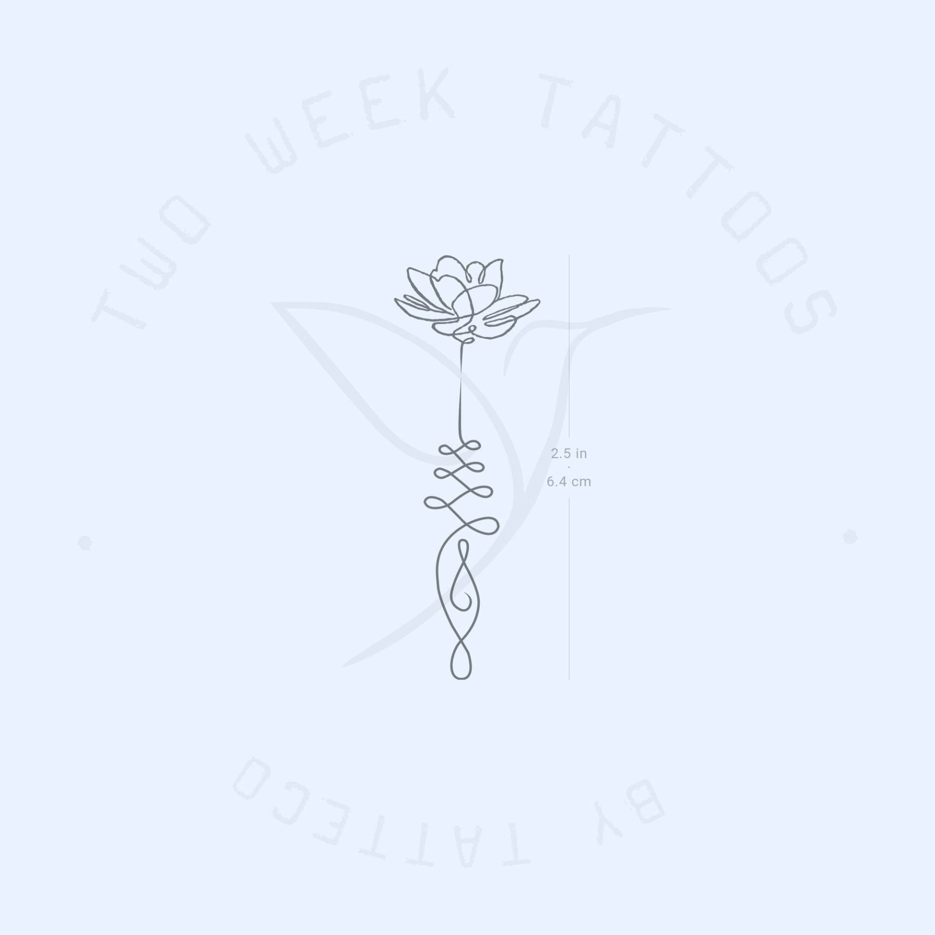 Kontinuierliche Linie Unalome Lotus Semi-Permanent 2-Wochen Tattoo | 2Er Set von Etsy - twoweektattoos