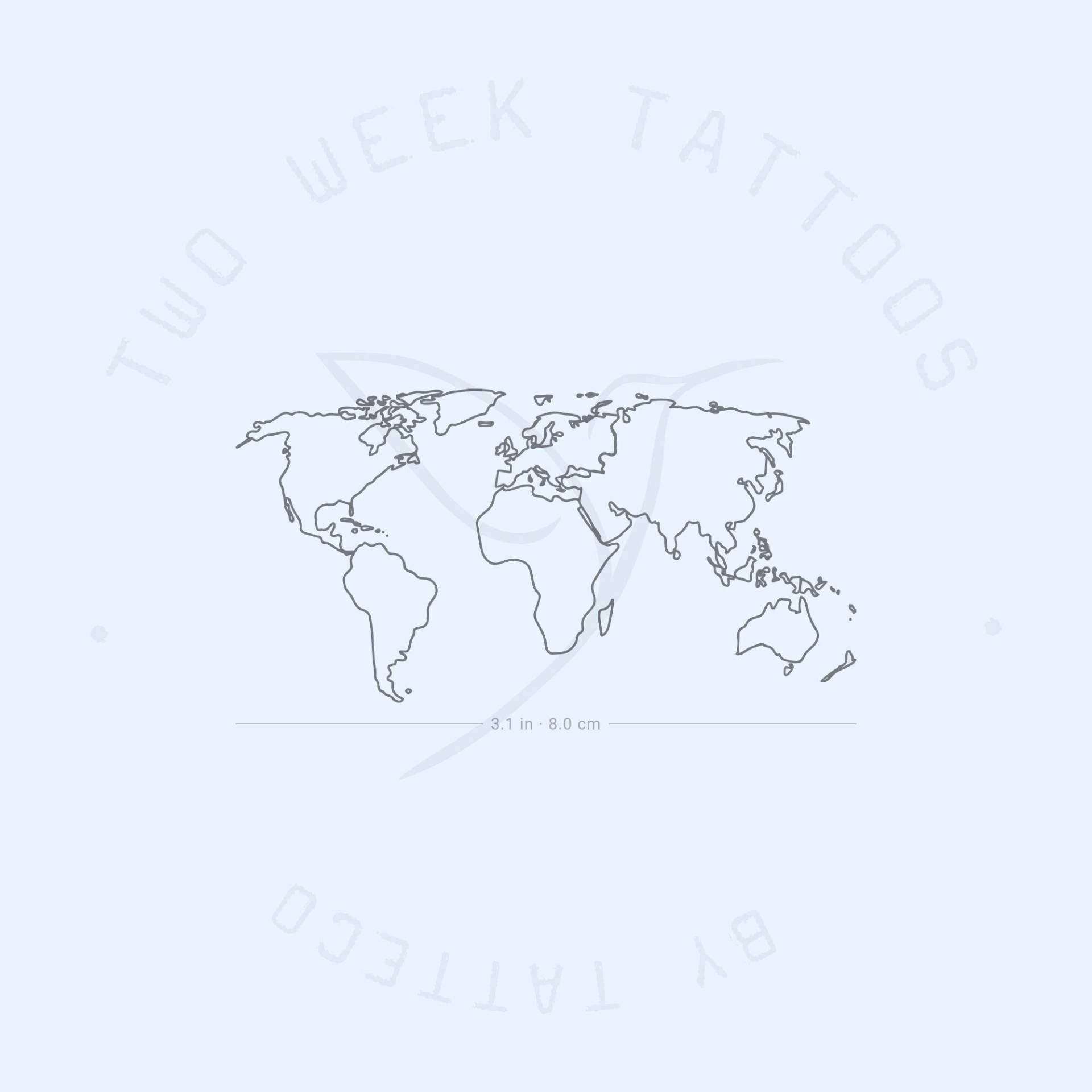 Weltkarte Semi-Permanent 2-Wochen Tattoo | 2Er Set von Etsy - twoweektattoos