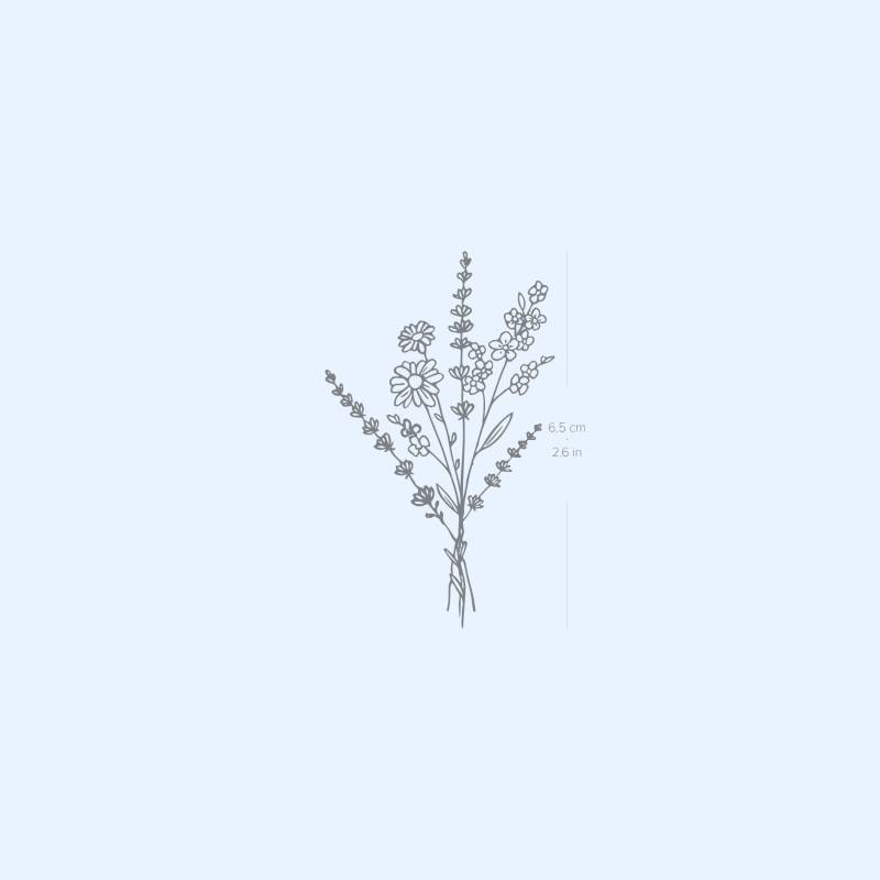 Wildblumenstrauß Semi-Permanent 2-Wochen Tattoo | 2Er Set von Etsy - twoweektattoos
