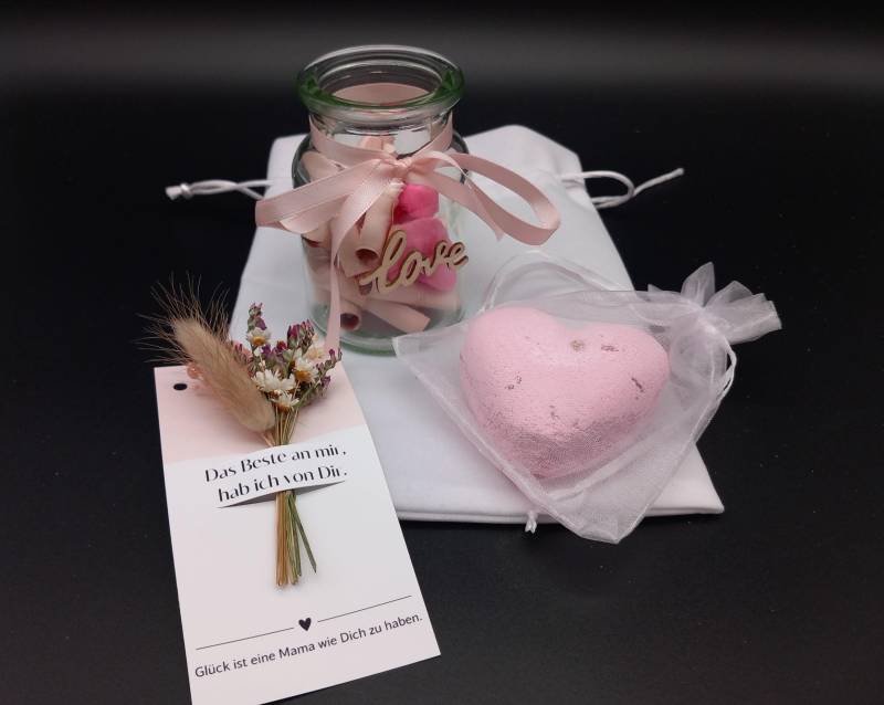 Muttertag Geschenk Mit Glas Liebevollen Botschaften Karte Wellness Liebe Trockenblumen Freundschaft Freundin Naturprodukt von Etsy - unicatum