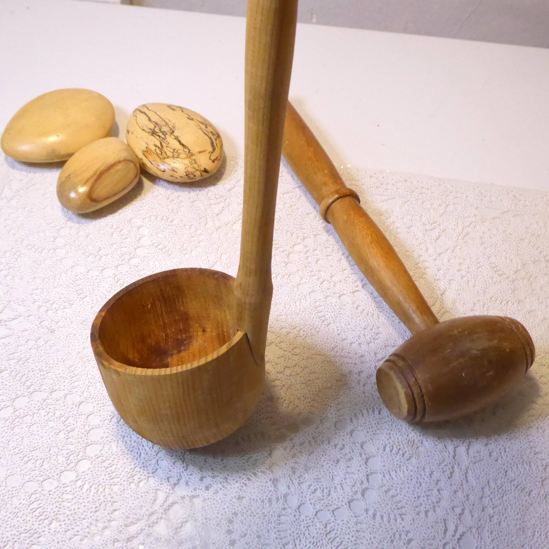 Vintage Sauna-Kelle Wasserschöpfer Holz Handarbeit + Schlägel von Etsy - vintagehappimillAT