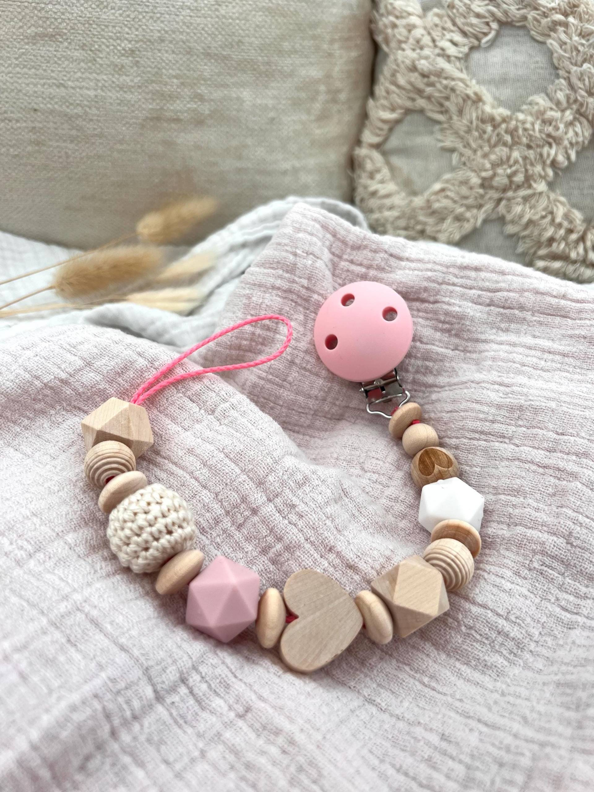 Schnullerkette Mädchen Rosa, Rosa Aus Holz/ Silikon Schnullerclip Schnullerband Schnullerkette Mädchen Rosa, Rosa Aus Holz/ Silikon Schnullerclip Schnullerband von Etsy - vivilino