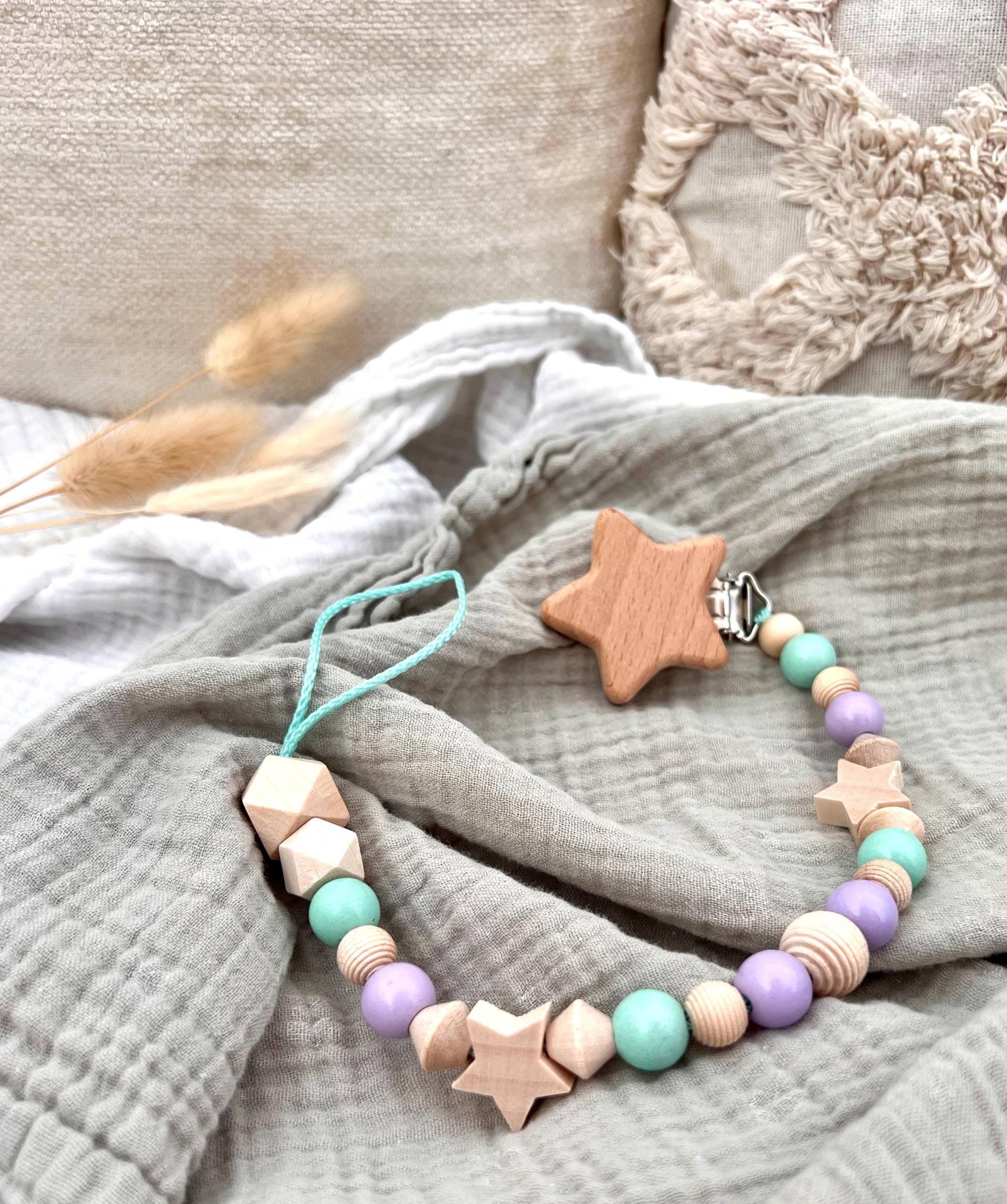 Schnullerkette Türkis, Lila Mit Stern Schnullerkette Türkis, Lila Mit Stern von Etsy - vivilino