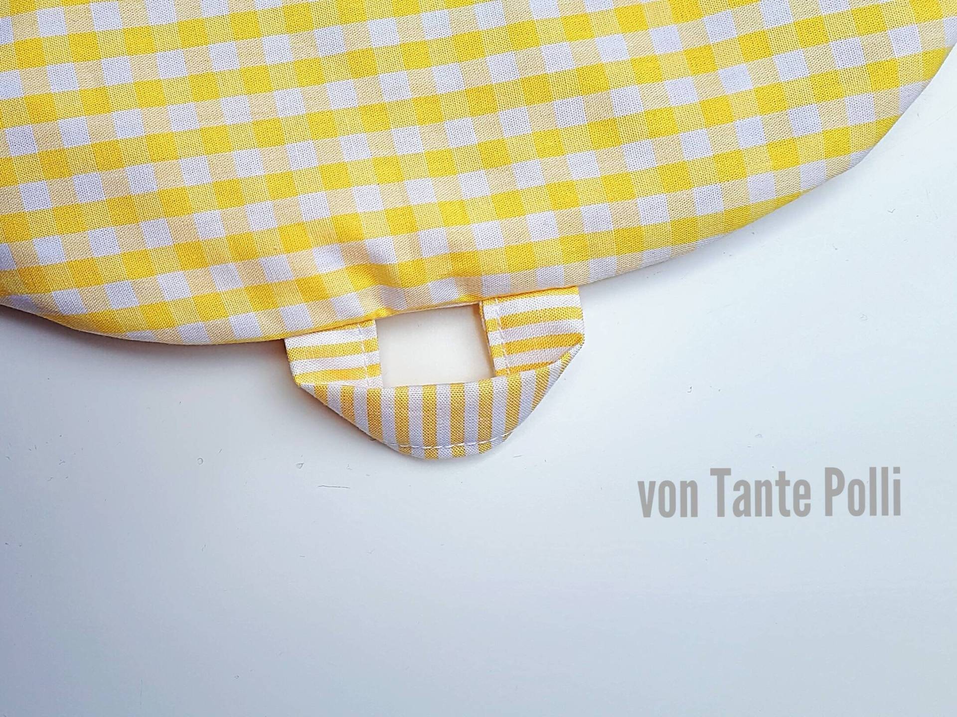 Wärmflasche-Bezug Gelb Kariert, Blau Bestickt von Etsy - vonTantePolli