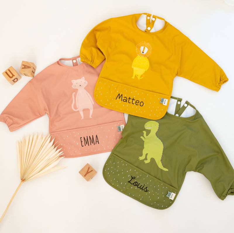 Lätzchen Abwaschbar, Ärmellätzchen, Personalisiert, Auffangschale, Baby Lätzchen, Mit Namen, Bib von Etsy - wunderwunsch