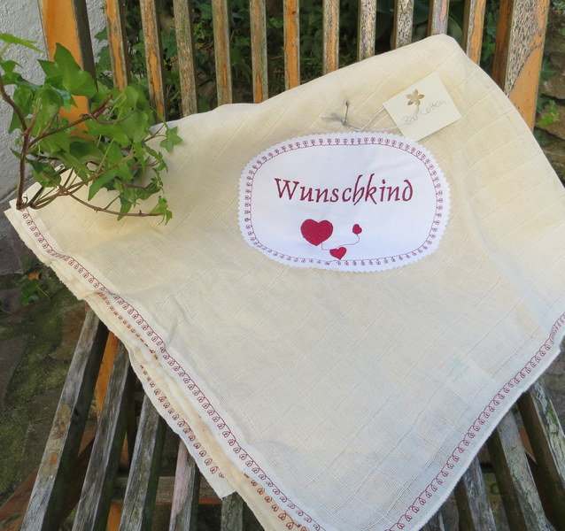 Bio Mullwindel Bestickt "Wunschkind" O. Nach Wahl von Etsy - wwwMiaLilyDE