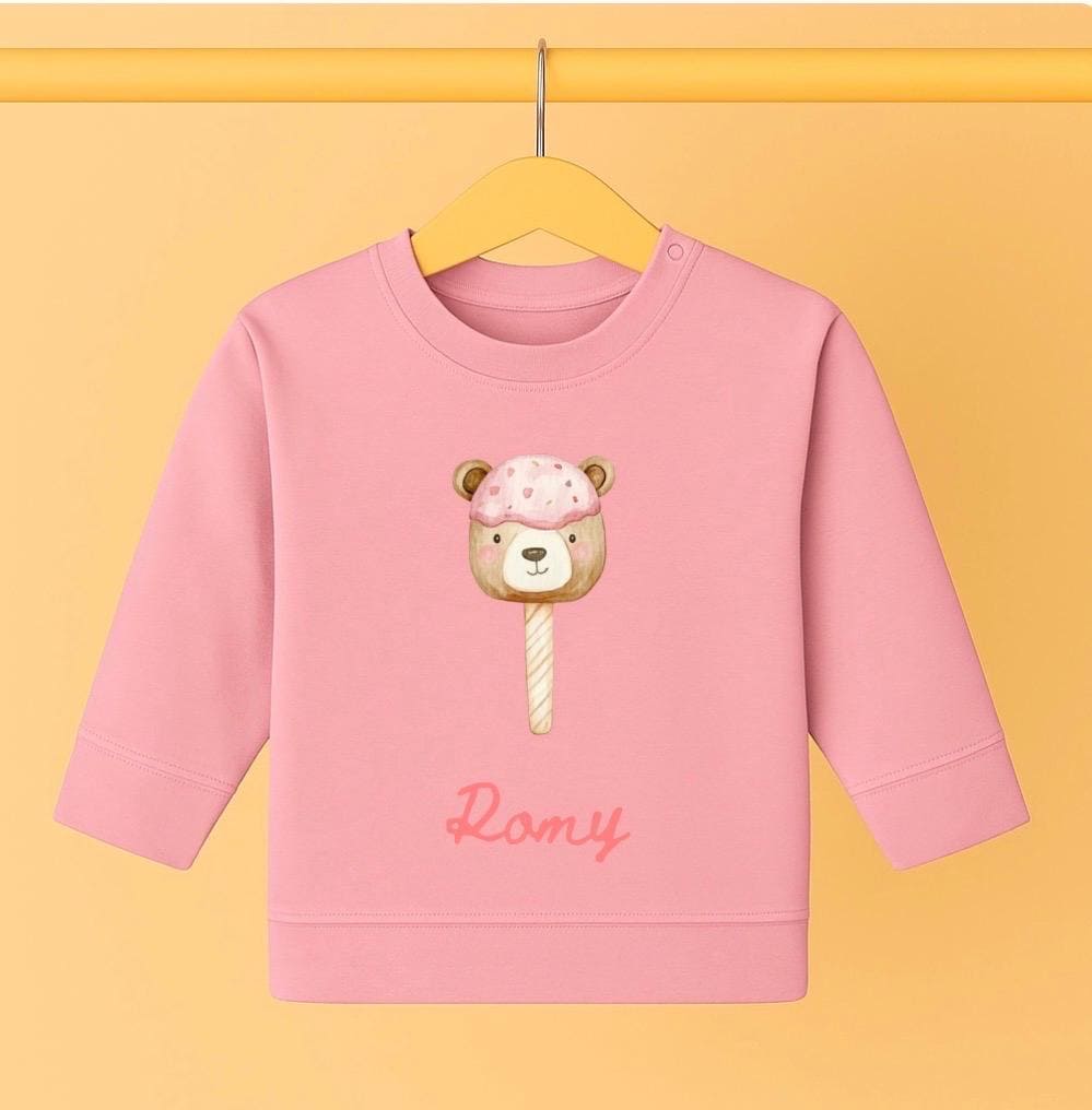 Personalisierter Baby Pullover Mit Namen , Eisbär Am Stiel, Sweatshirt Beige, Geschenk Zur Geburt von Etsy - wwwlittleroarde