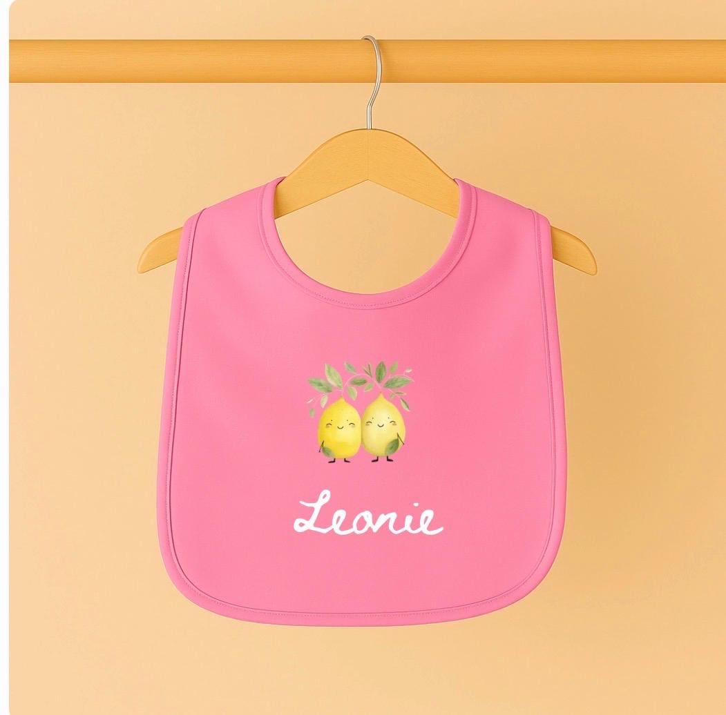 Personalisiertes Baby Lätzchen Mit Namen Happy Fruits Birnen Bio Baumwolle Geschenk Zur Geburt, Rosa Babylätzchen von Etsy - wwwlittleroarde