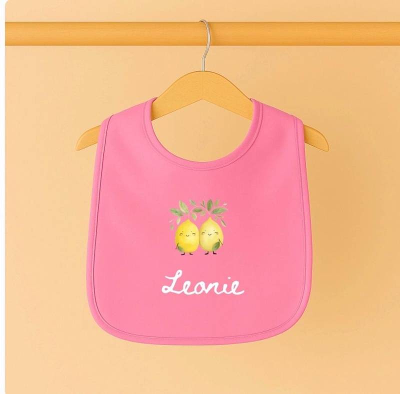 Personalisiertes Baby Lätzchen Mit Namen Happy Fruits Birnen Bio Baumwolle Geschenk Zur Geburt, Rosa Babylätzchen von Etsy - wwwlittleroarde