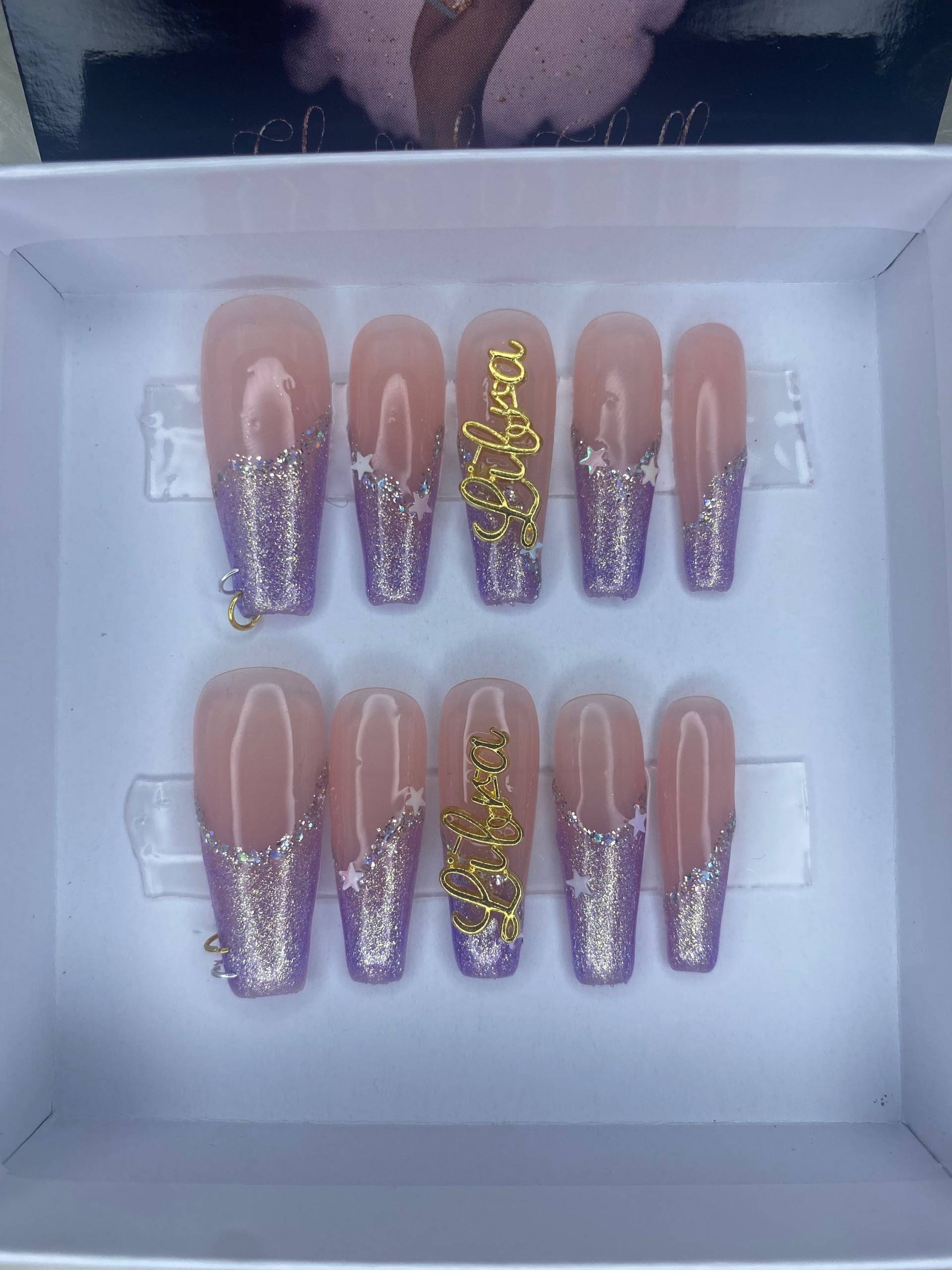 Waage Nägel | Sternzeichen Sternnägel Bling Lila Schimmernde von Etsy - xClawsByChellyx