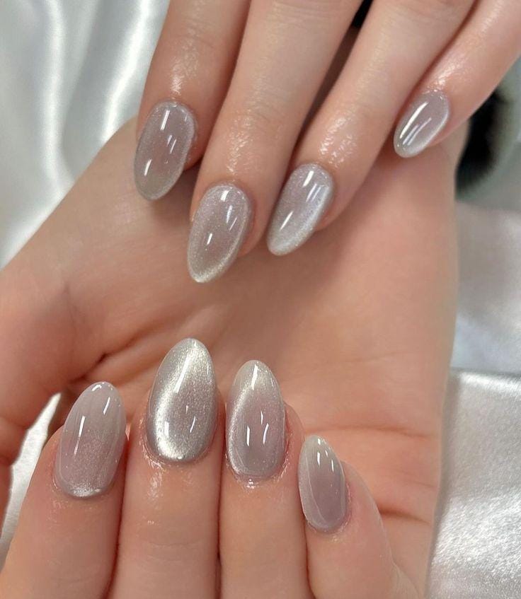 Silver Cat Eye Press On Nails Almond - Handmade Chrome Effect False Short Acrylic Reusable Nail Extensions Silver Cat Eye Press On Nails Almond - Handmade Chrome Effect False Short Acrylic Reusable Nail Extensions von Etsy - LINAILSDesigns