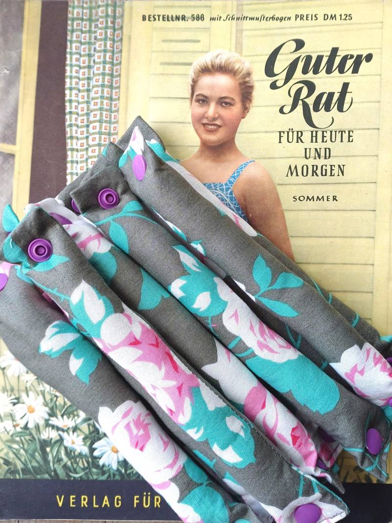 12Er Set Schlafwickler Mit Druckknopf Geblümt Taupe Rosa/Lockenwickler Ohne Hitze Für Die Nacht Haarwickler von Etsy - zwoelftekojelinksDE