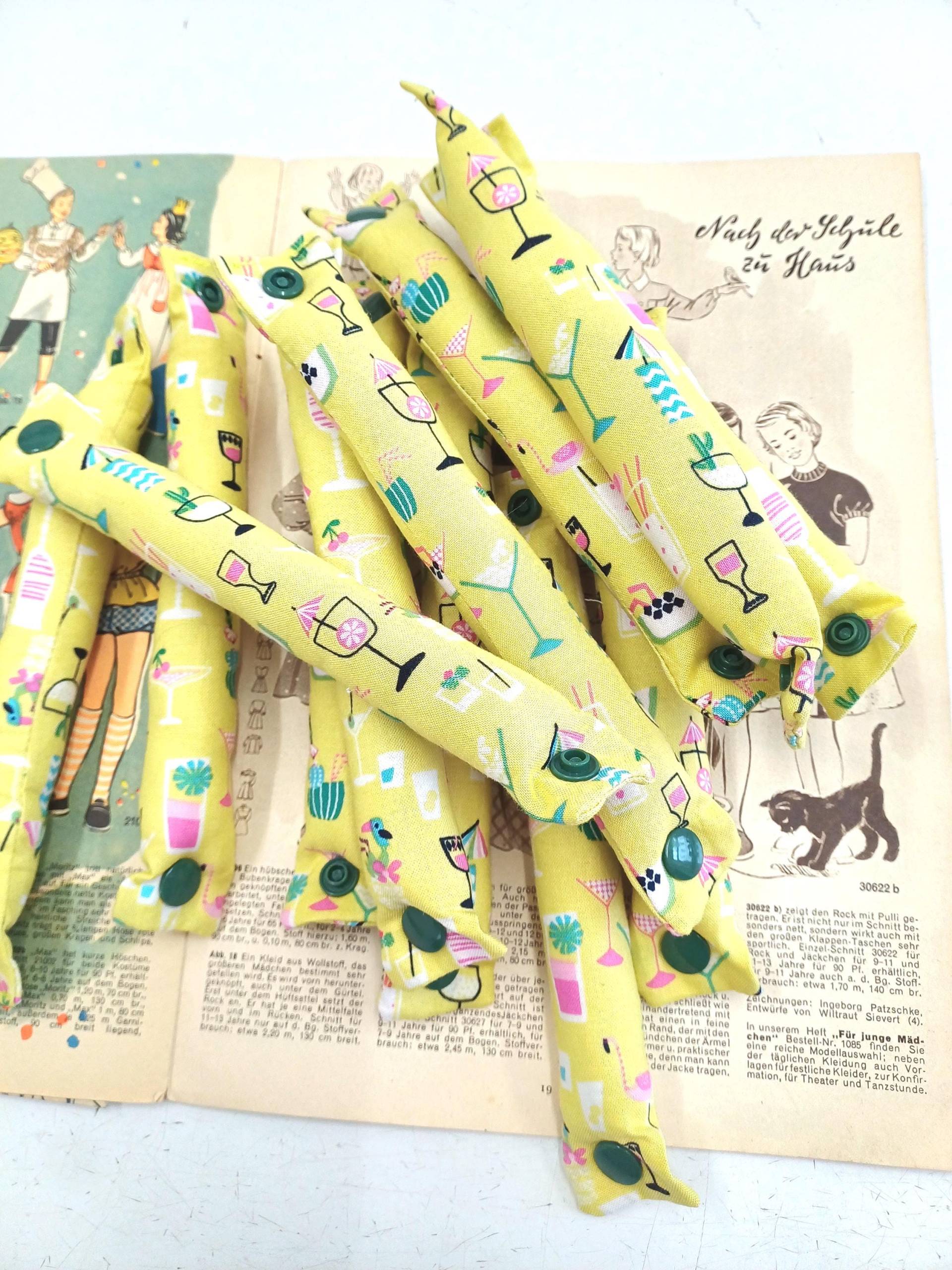 12Er Set Schlafwickler Mit Druckknopf Pool Cocktail Pastell Gelb/Lockenwickler Ohne Hitze Für Die Nacht Haarwickler von Etsy - zwoelftekojelinksDE