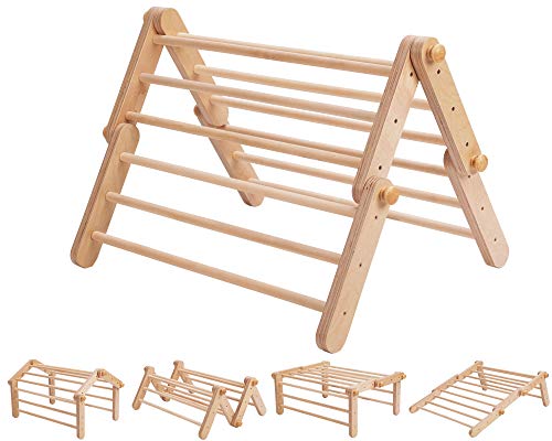 Ette Tete MOPITRI® Klettergerüst Indoor Holz ab 1 Jahr, Pikler-Dreieck, Pikler, verstellbares Kletterdreieck für Kleinkinder, 4 Elemente, Holzfarben von Ette Tete