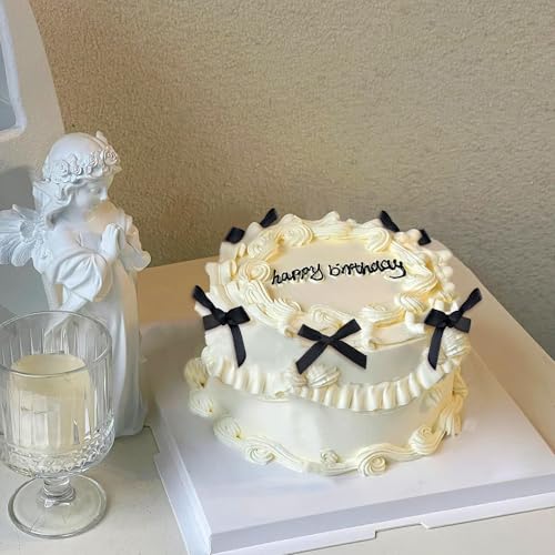 Etwgbaby Cupcake-Aufsätze mit schwarzer Schleife, 40 Stück, schwarze Schleife, Cupcake-Picks, Brautschmuck, Babyparty, Kuchen, Dessert, Picks, Baby, Mädchen, Geburtstag, Hochzeit, Party, Kokette von Etwgbaby