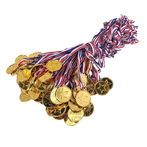 Etyrerre 100 StüCk Kinder-Kunststoff-Gewinnermedaillen Goldgewinner-Medaillen für Olympischen Stil, Partydekorationen und Auszeichnungen von Etyrerre