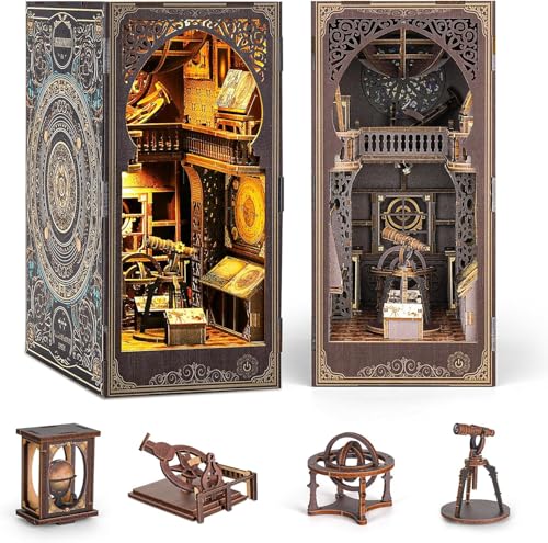 Book Nook Kit, DIY Miniatur Puppenhaus Booknook Kit mit Led-Licht, 3D Holz Buch Ecke Miniatur Kit für Erwachsene Teenager Geschenke, Museum von Euakee