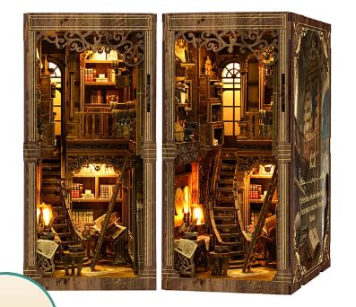 Book Nook Kit, DIY Miniatur Puppenhaus Booknook Kit mit Led-Licht, 3D Holz Buch Ecke Miniatur Kit für Erwachsene Teenager Geschenke, Sammlungsraum von Euakee