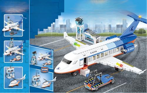 City Passagierflugzeug Bauset 3-in-1 mit Terminal, Radarturm & Gepäckwagen, Flugzeug Modell Bausteine Spielzeug für Kinder ab 6 Jahren, Geschenk für Jungen & Mädchen 6 7 8 9+ City Passagierflugzeug Bauset 3-in-1 mit Terminal, Radarturm & Gepäckwagen, Flugzeug Modell Bausteine Spielzeug für Kinder ab 6 Jahren, Geschenk für Jungen & Mädchen 6 7 8 9+ von Euakee