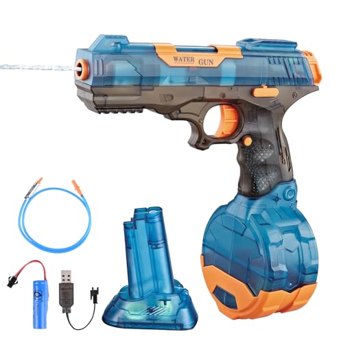 Euakee Wasserpistole Elektrisch, 500+75ML Kapazität Wasserspritzpistole Kinder, mit 6 Meter Große Reichweite, Automatische Wasserpistole für Sommer Schwimmbad Party Strand im Freien Sommergeschenke von Euakee