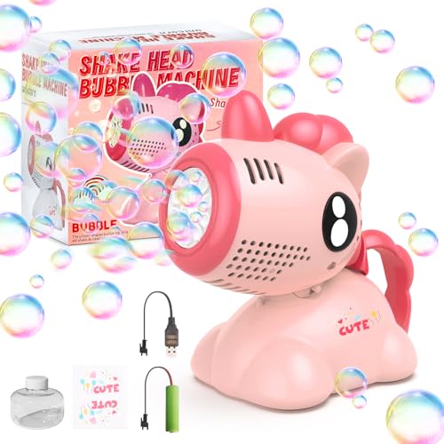 Euakee Seifenblasenmaschine, Einhorn Blasenmaschine für Kinder, Regenbogen Blasen Spielzeug mit Licht, 100ML Seifenblasenlösung, Auslaufsicheres, für Outdoor, Geburtstag, Party, Hochzeit(Rosa) von Euakee