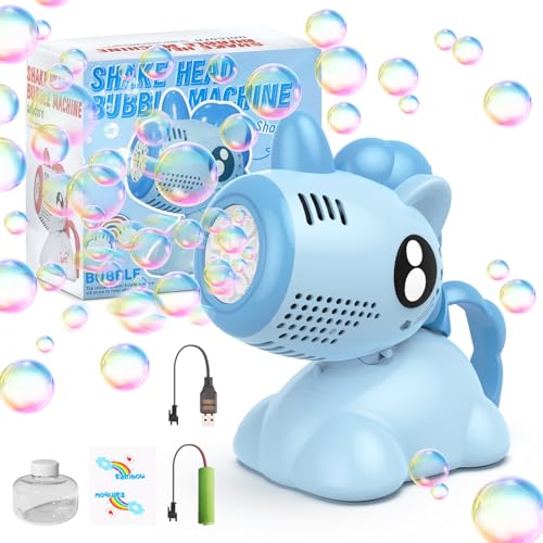 Euakee Seifenblasenmaschine, Einhorn Blasenmaschine für Kinder, Regenbogen Blasen Spielzeug mit Licht, 100ML Seifenblasenlösung, Auslaufsicheres, für Outdoor, Geburtstag, Party, Hochzeit(Blau) von Euakee