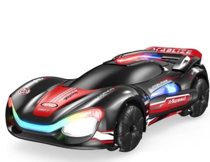 Ferngesteuertes RC Auto für Kinder – Drift Auto mit LED Lichteffekten & Sound, 2.4GHz Rennwagen Spielzeug für Indoor & Outdoor, Geschenk Jungen & Mädchen ab 3 4 5 6 7 8 9 10+ Jahre - Schwarz von Euakee