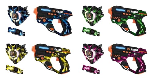Laser Tag Set Wiederaufladbar für 4 Spieler, Infrarot Blaster mit Weste & Rücken-Ziel, 2.4GHz Data Sync Display, 360° Kampf Spielzeug für Kinder & Teenager ab 6 Jahren von Euakee