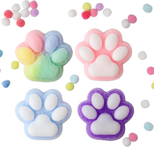 Squishy Cat Paw, Funny Stressball Squeeze Antistressball, Taba Squishy, Fufu Squishy, Squeeze Toy Squishy Pfote, Kawaii Cat Stress Ball Spielzeug, Anti Stress Ball Kinder Erwachsene (4) von Euakee