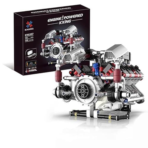 V8 Motor Bausteine Spielzeug, Engine Modellbausatz Klemmbausteine für Erwachsene, Motor Klemmbausteine Benzinmotor Engine Kit Transparentes Funktionsmodell für Engine Fans (F40LM) von Euakee