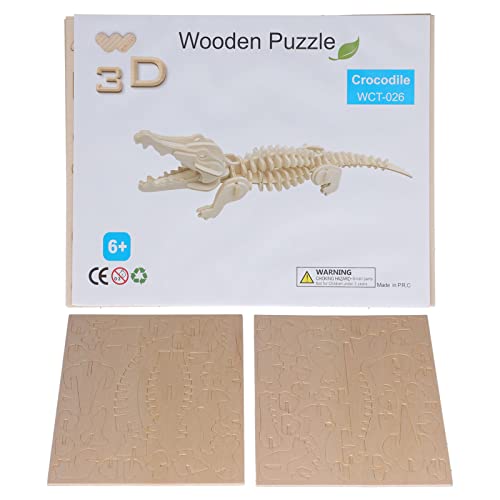 3D-Holzpuzzle-Spielzeug-Modellbausatz, Denkaufgabe, Tierpuzzle aus Sperrholz Zum Selbermachen für Kinder ab 6 Jahren (026 Krokodil) von Eujgoov
