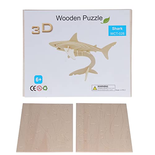 3D-Holzpuzzle-Spielzeug-Modellbausatz, Denkaufgabe, Tierpuzzle aus Sperrholz Zum Selbermachen für Kinder ab 6 Jahren (028 Hai) von Eujgoov