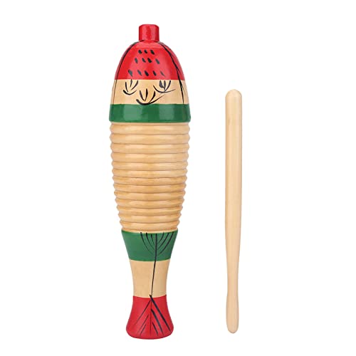 Buntes Fischförmiges Guiro-Instrument, Lateinamerikanische Percussion-Musikinstrumente, Holzfrosch-Instrument, Musikalische Percussion-Instrumente für Erwachsene und Kinder, mit von Eujgoov