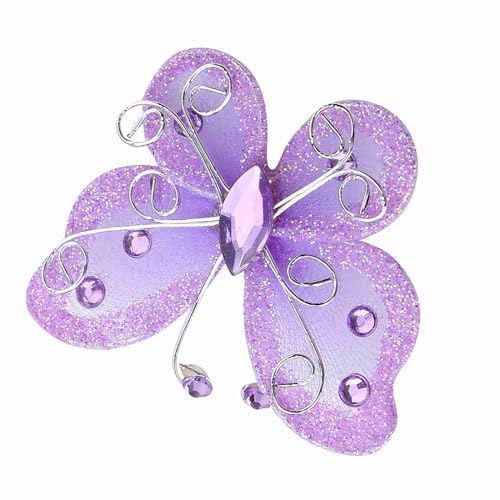 Eujgoov 24pcs Sheer Mesh Draht Glitzer Schmetterlinge für Hochzeitsfeier -Kleidungsdekoration mit Weißen Blauen Roten Optionen (Purple) von Eujgoov