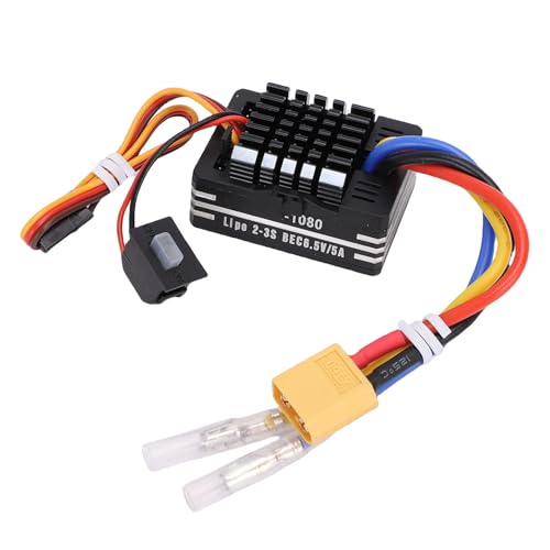 Eujgoov 80A Gebürstete ESC Electronic Speed ​​Controller für RC -Autoboot 540 550 750 Motoren mit 5A BEC -Ausgang 3 Betriebsmodi Auto -Drosselklappenerkennung von Eujgoov