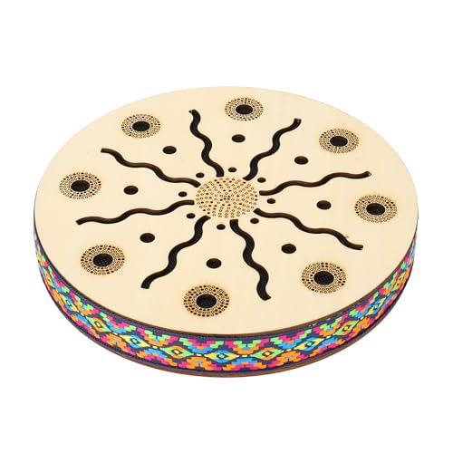 Eujgoov Sea Drum Ocean Wave Sound 8in Ethnischer Percussion Maple Holzhandtrommel für Musikwellen Sound Effekt Handheld mit Farbenfrohen Gürtel für Musikklassenzimmer und Versammlungen von Eujgoov