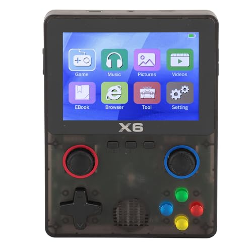 Eujgoov Tragbare Handheld -Spielekonsole mit 32G -Speicherkarte Dual 3D Rocker Design 2000mAh Batterie, Lange Akkulaufzeit für Retro Videokonsolenventilatoren (Transparentes Schwarz) von Eujgoov