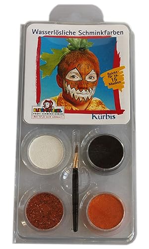 Eulenspiegel 204269 - Schmink-Set Kürbis, für ca. 40 Masken, Schminkfarben, Karneval, Mottoparty von Eulenspiegel