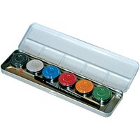 6 Perlglanz-Farben, Schmink Kit als Palette im Metalletui, nachfüllbar, u. Profi Schmink Pinsel 6 Perlglanz-Farben, Schmink Kit als Palette im Metalletui, nachfüllbar, u. Profi Schmink Pinsel von Eulenspiegel