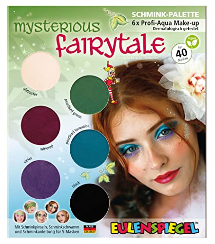 Eulenspiegel 207062 - Schmink-Palette Mysterious Fairytale, Anleitung für 5 Elfen-Masken, Kinderschminke, Faschingsschminke von Eulenspiegel