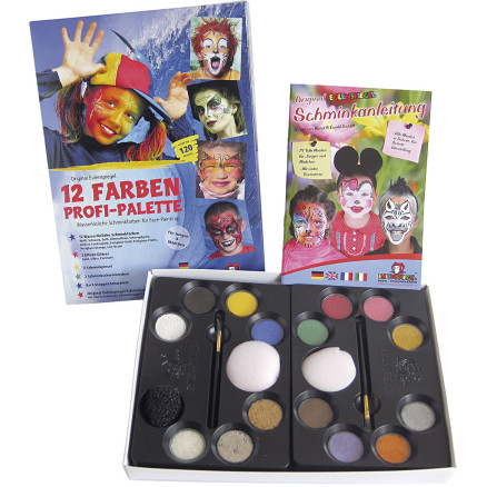 Eulenspiegel Gesichtsfarbe - Wasserschminke-Set mit Anleitung, Sortierte Farben, 1 Set von Eulenspiegel