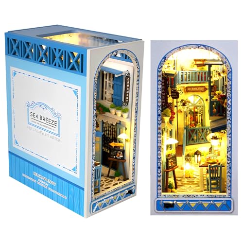 3D Wooden Puzzle DIY Book Nook Model Kits Bookshelf Insert Decor with Warm Light DIY Miniature Dollhouse Creative Educational Bookend Building Kits for Kids Adults 3D Wooden Puzzle DIY Book Nook Model Kits Bookshelf Insert Decor with Warm Light DIY Miniature Dollhouse Creative Educational Bookend Building Kits for Kids Adults von Eummy