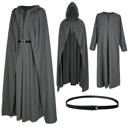 Zauberer-Kostüm für Herren, Umhang, Gürtel, Hut, Umhang, Halloween, Cosplay, Anzug, dreiteiliges Set, Z3740gy, S Zauberer-Kostüm für Herren, Umhang, Gürtel, Hut, Umhang, Halloween, Cosplay, Anzug, dreiteiliges Set, Z3740gy, S von Eunchaes