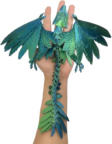 3D Printed Dragon with Wings, Crystal Dragon Fret Toy, 3D Printed Animal Toy, 3D Printed Flexible Crystal Dragon Decorative Dragon Toy, Home Decoration for Adults and Children (Green&Blue) von Eunmsi
