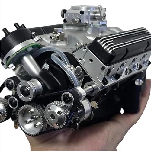 Cison V8 Engine Kit Gas, Gasoline Ohv V8 Small-Block Engine Model Kits,Mini V8 Engine Kit That Runs, Build Your Own Stem Car V8 Model Engine Kit for Adults, 4-Stroke 44cc Water-Cooled 1/6 (Black) von Eunmsi