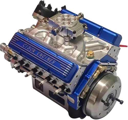 Cison V8 Engine Kit Gas, Gasoline Ohv V8 Small-Block Engine Model Kits,Mini V8 Engine Kit That Runs, Build Your Own Stem Car V8 Model Engine Kit for Adults, 4-Stroke 44cc Water-Cooled 1/6 (Blue) von Eunmsi