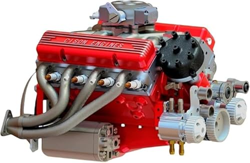 Cison V8 Engine Kit Gas, Gasoline Ohv V8 Small-Block Engine Model Kits,Mini V8 Engine Kit That Runs, Build Your Own Stem Car V8 Model Engine Kit for Adults, 4-Stroke 44cc Water-Cooled 1/6 (Red) von Eunmsi