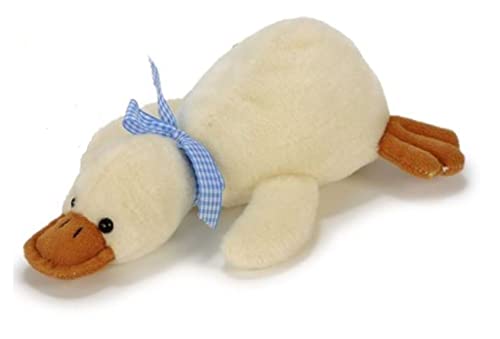 Euro Souvenirs Kuscheltier, Plüschente mit Schleife, liegend, ca. 15 x 23 x 8 cm, Weiss oder braun (Weiss beige) von Euro Souvenirs