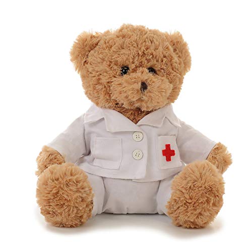 Euro Souvenirs Kuscheltier Bär aus Plüsch | Plüschbär in verschiedenen Motiven | weiches Stofftier | Feuerwehrmann Polizist Arzt (Bär Notarzt) von ZYZYZK
